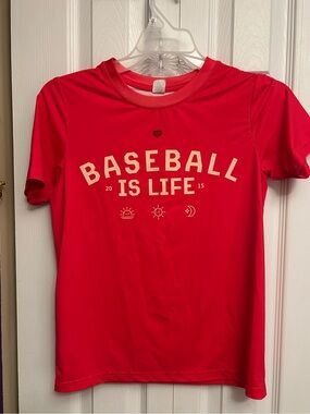 Kids Red-Orange Baseball Dri Fit Tee (YM)